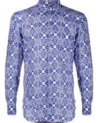 PENINSULA Hemd mit geometrischem Print Blau