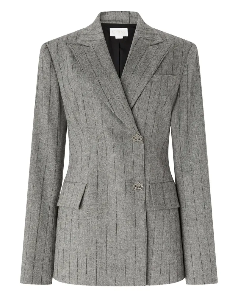 Genny Kristallverzierte Jacke mit Nadelstreifen - Grau Grau