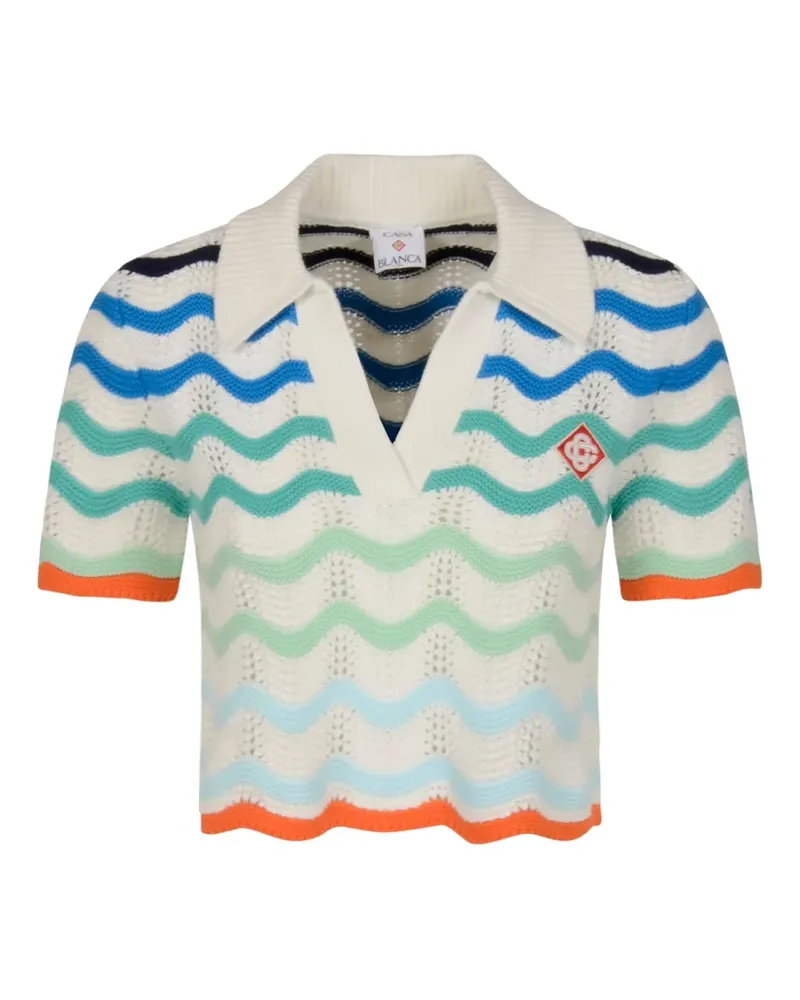 Casablanca Paris Poloshirt mit Wellenmuster - Weiß Weiß