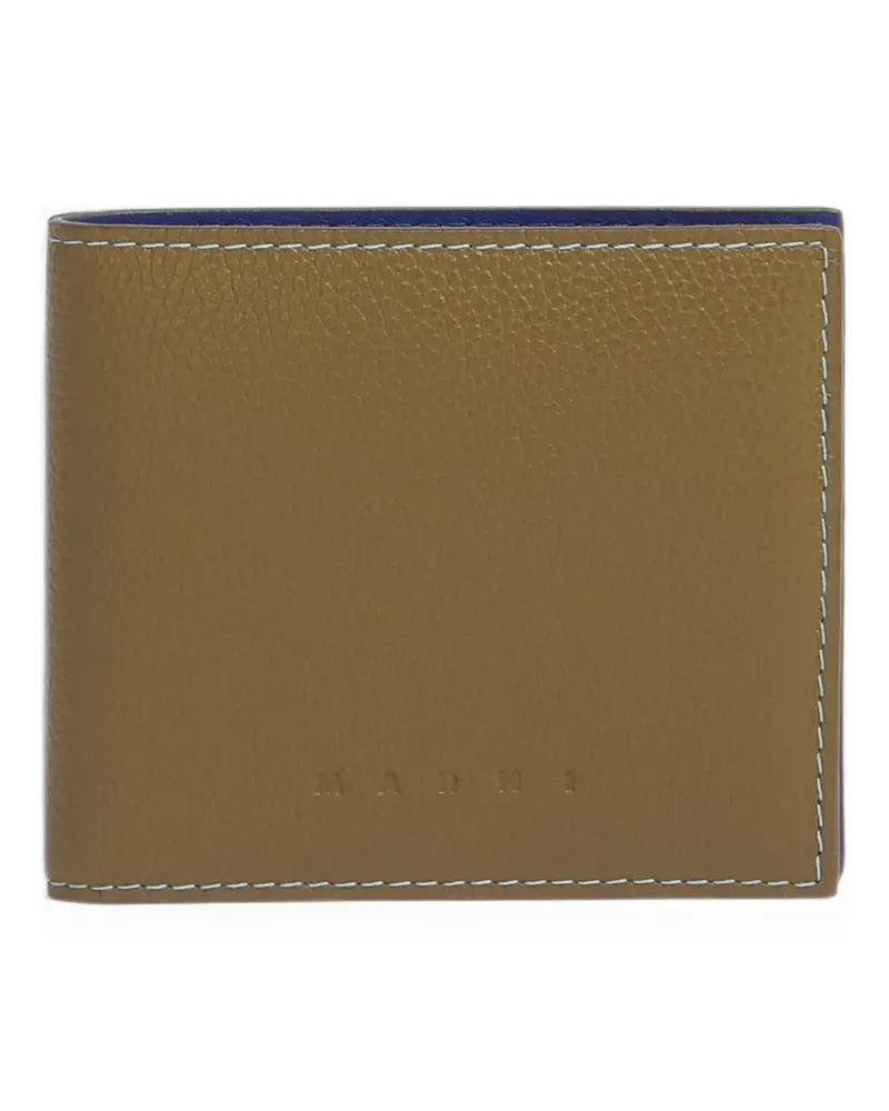 Marni light brown leather bifold wallet with contrast stitching - Nude Nude