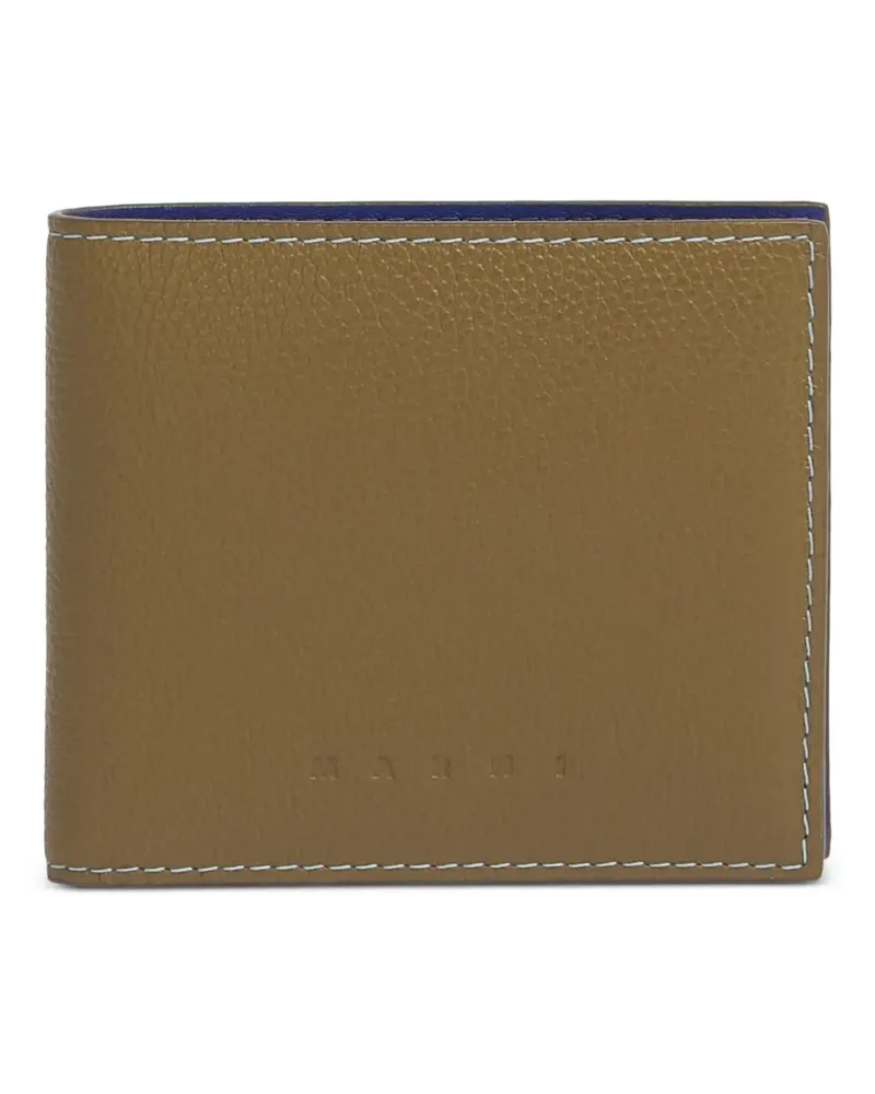 Marni Hellbraunes Bifold Portemonnaie aus Leder mit Kontrastnaht - Nude Nude