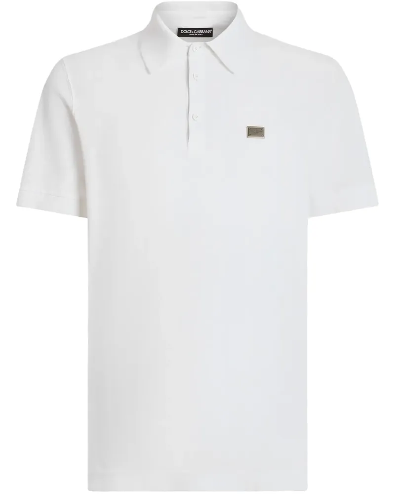Dolce & Gabbana Poloshirt mit Logo-Schild - Weiß Weiß
