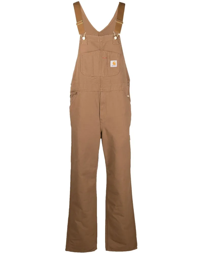 Carhartt WIP Gerade Latzhose mit Logo-Patch - Braun Braun