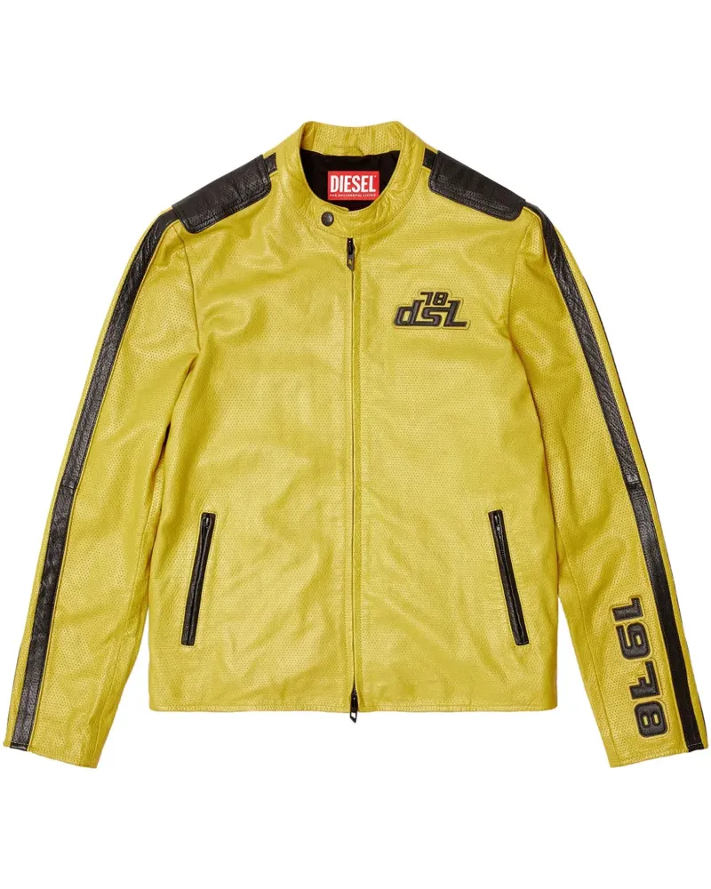 Diesel Pop Lederjacke - Gelb Gelb