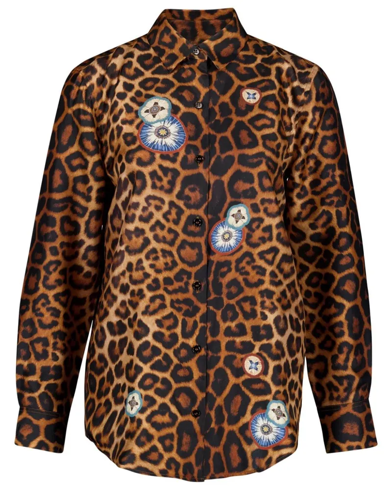 PAULA Seidenhemd mit Print - Braun Braun