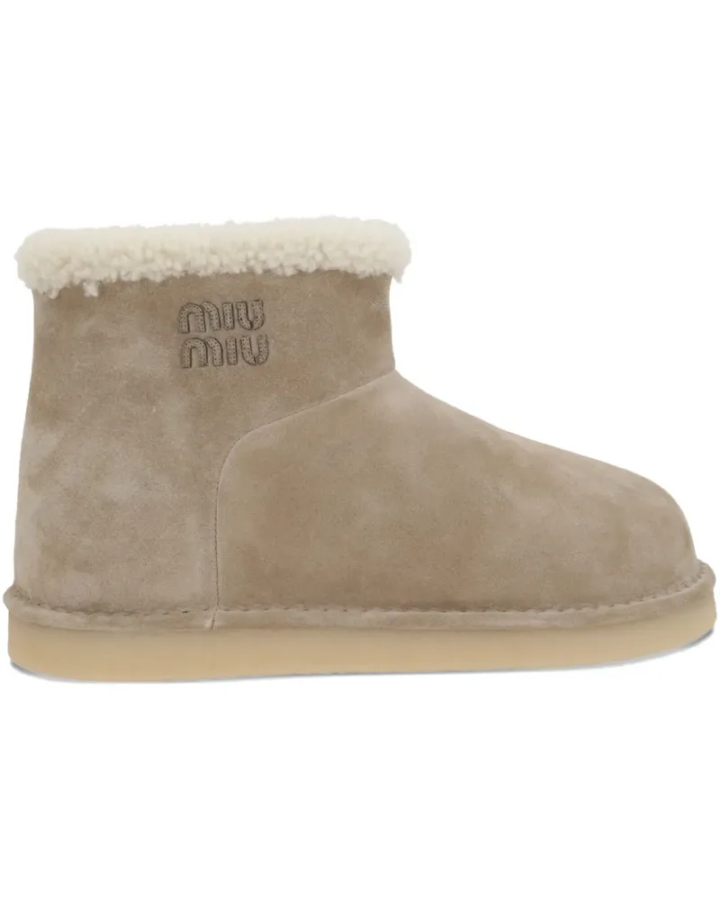 Miu Miu Stiefel aus Wildleder mit Shearling - Nude Nude