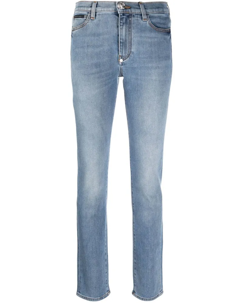 Philipp Plein Halbhohe Slim-Fit-Jeans - Blau Blau