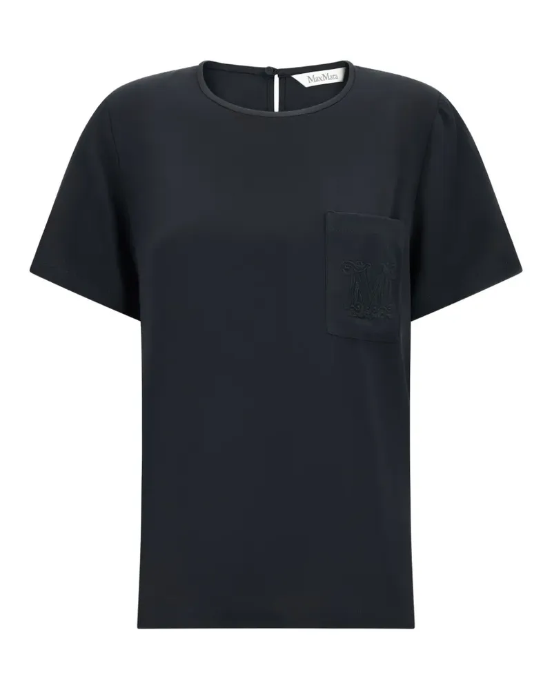 Max Mara logo-embroidered silk T-shirt - Schwarz Schwarz