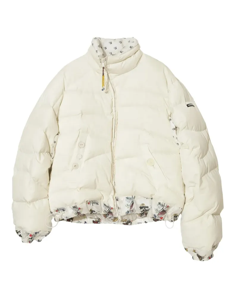 Undercover Gesteppte Jacke mit Blumenbesatz - Weiß Weiß
