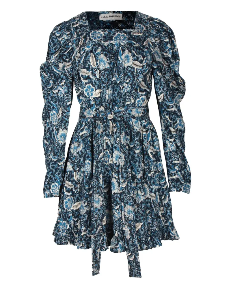 Ulla Johnson Nailah floral-print puff-sleeve mini dress - Blau Blau