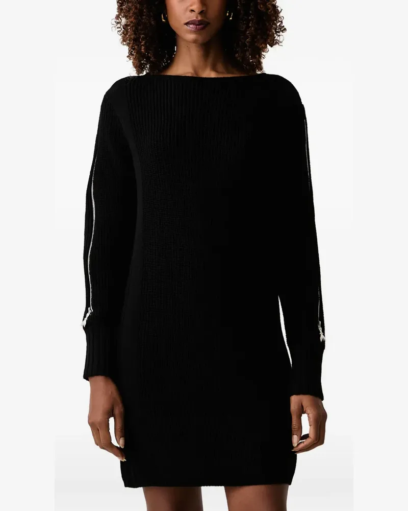 Patrizia Pepe zip-detail ribbed mini dress - Schwarz Schwarz