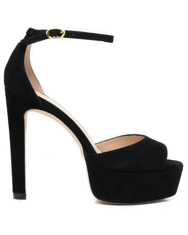 Stuart Weitzman Wildledersandalen mit Plateau - Schwarz Schwarz