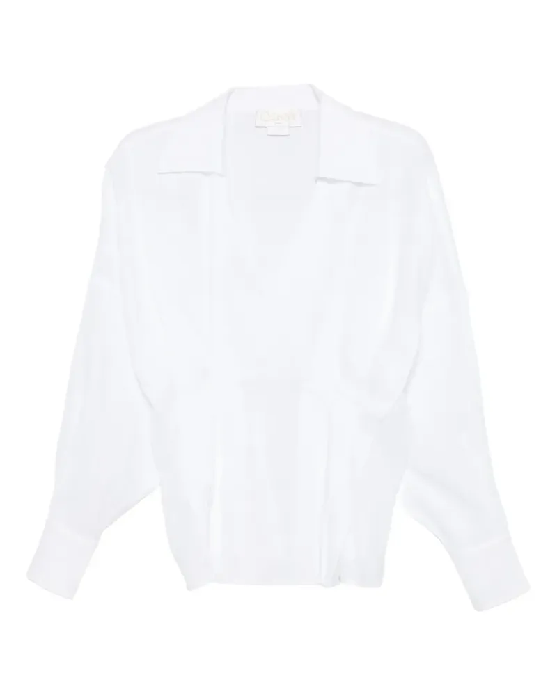 Genny Bluse mit V-Ausschnitt - Weiß Weiß