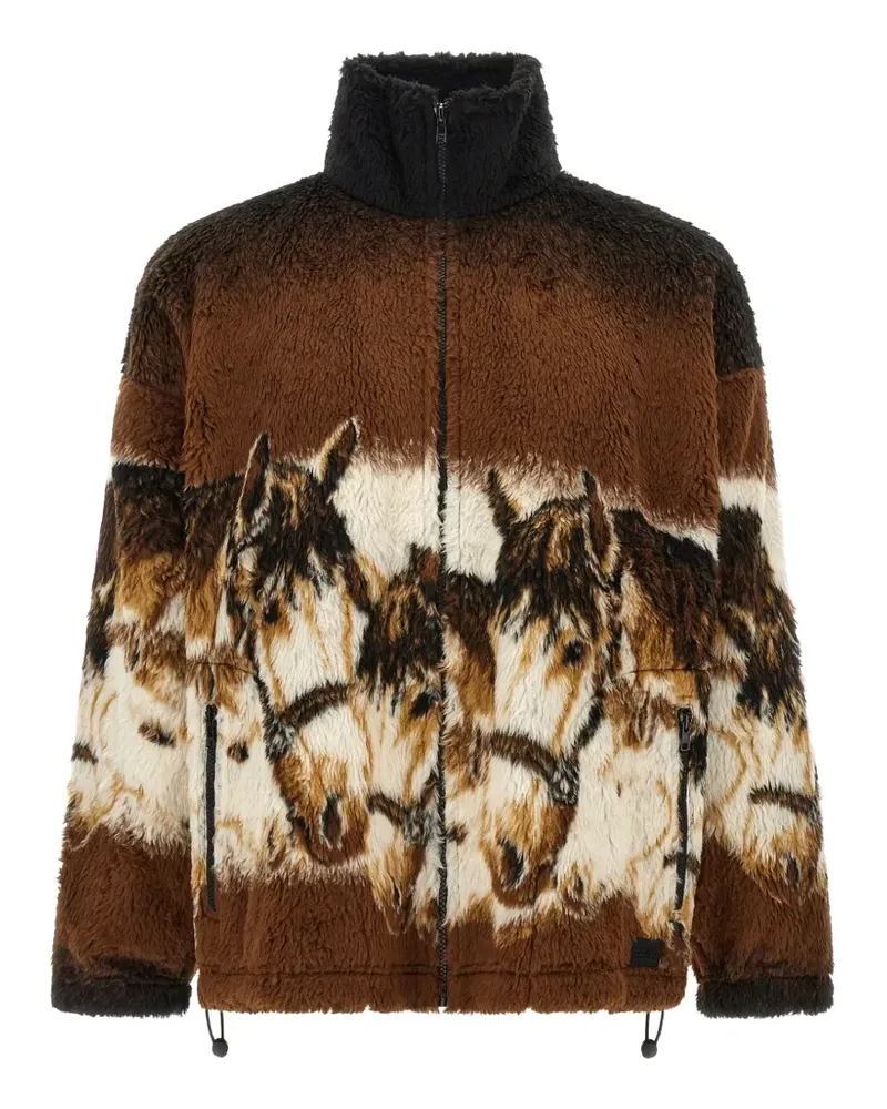 Maison Margiela equestrian-print hoodie - Braun Braun