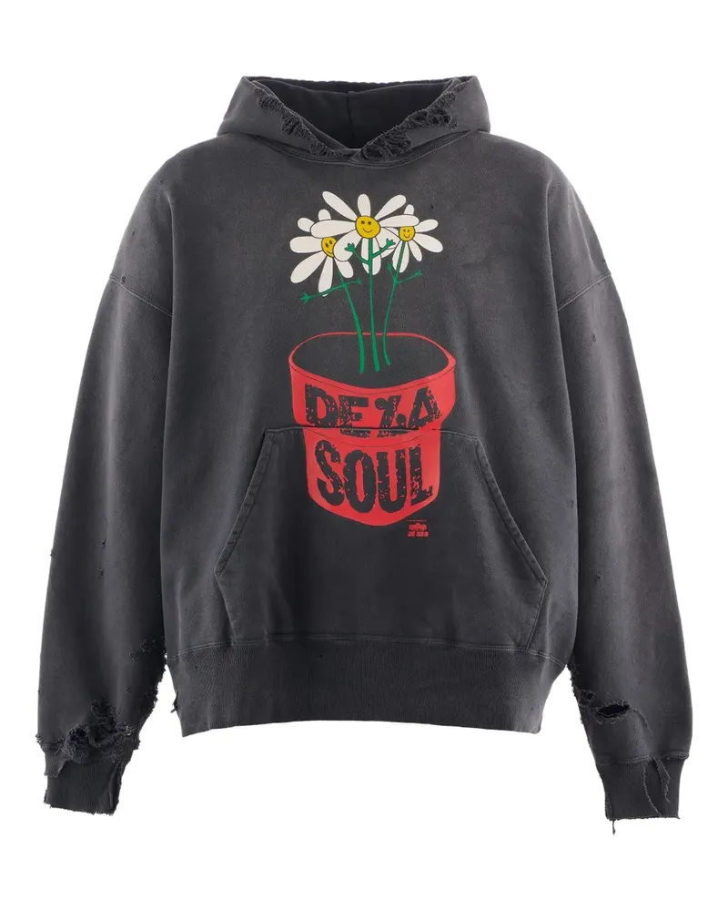 SAINT MXXXXXX x De La Soul distressed graphic hoodie - Grau Grau