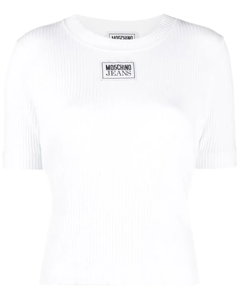 Moschino Stricktop mit Logo-Patch - Weiß Weiß