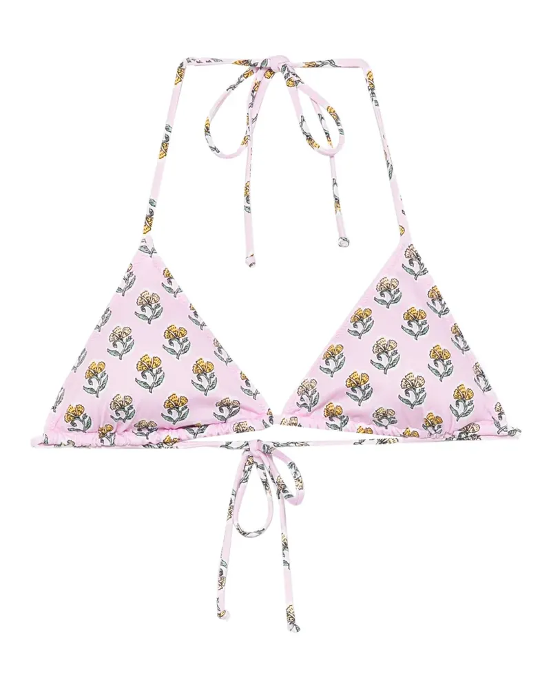 MC2 Saint Barth Leah floral-print triangle bikini top - Rosa Rosa