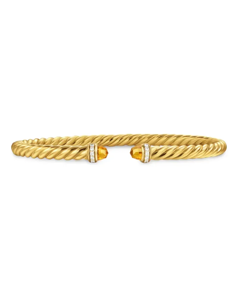 David Yurman 18kt Cablespira Gelbgoldarmband mit Zitrin und Diamanten (4mm Gold