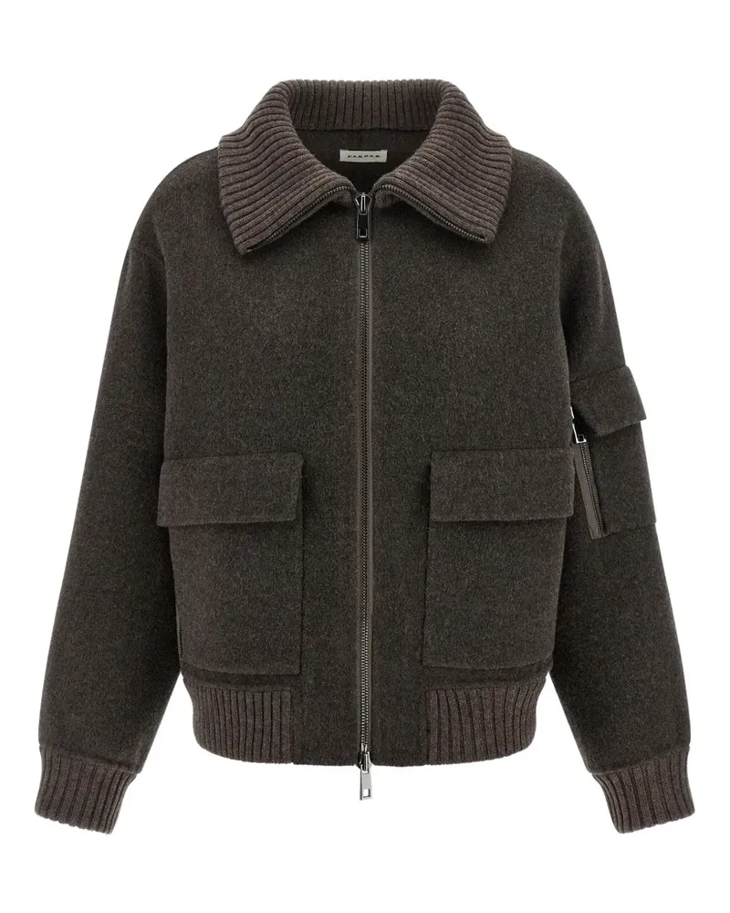 P.A.R.O.S.H. P.A.R.O H. Leak zip-up wool bomber jacket - Braun Braun