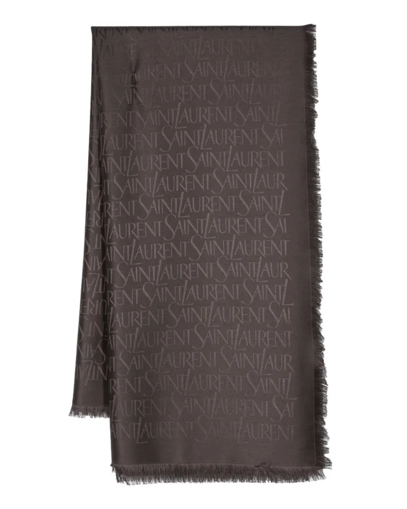 Saint Laurent Schal aus Logo-Jacquard Braun