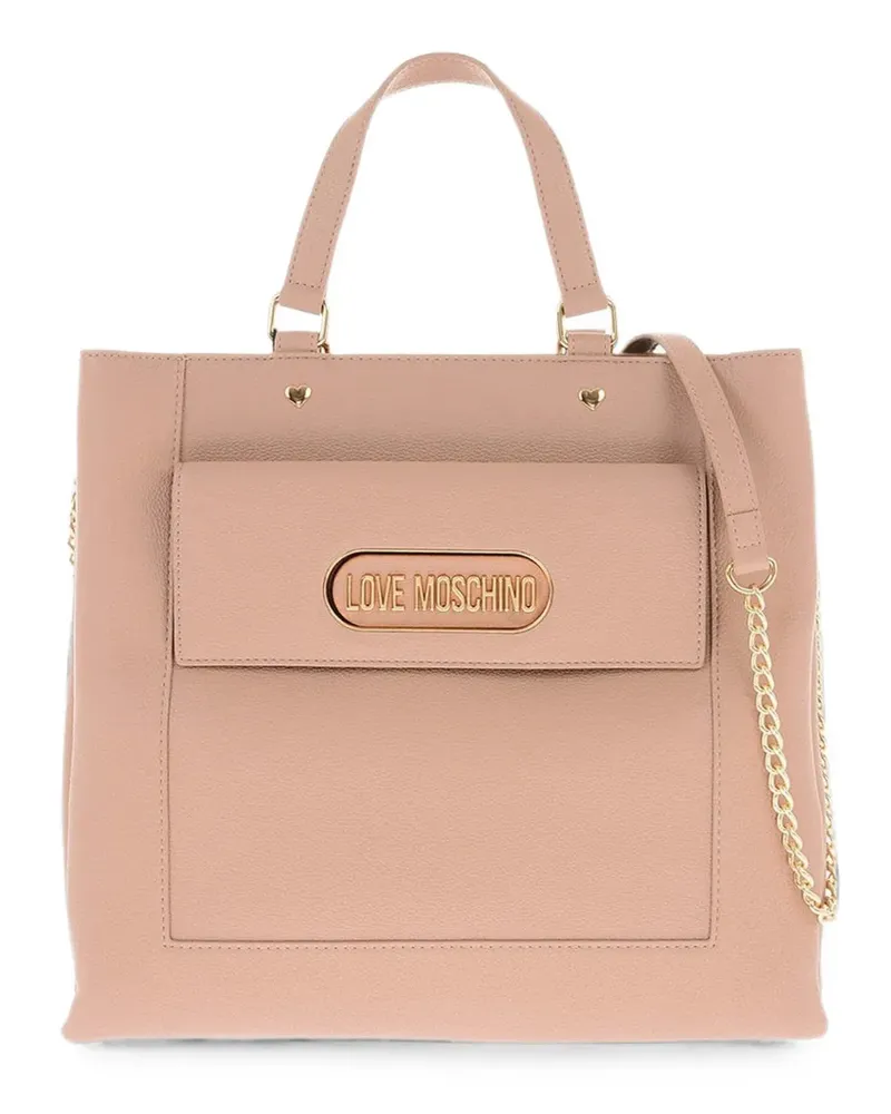 Moschino logo-plaque tote bag - Nude Nude