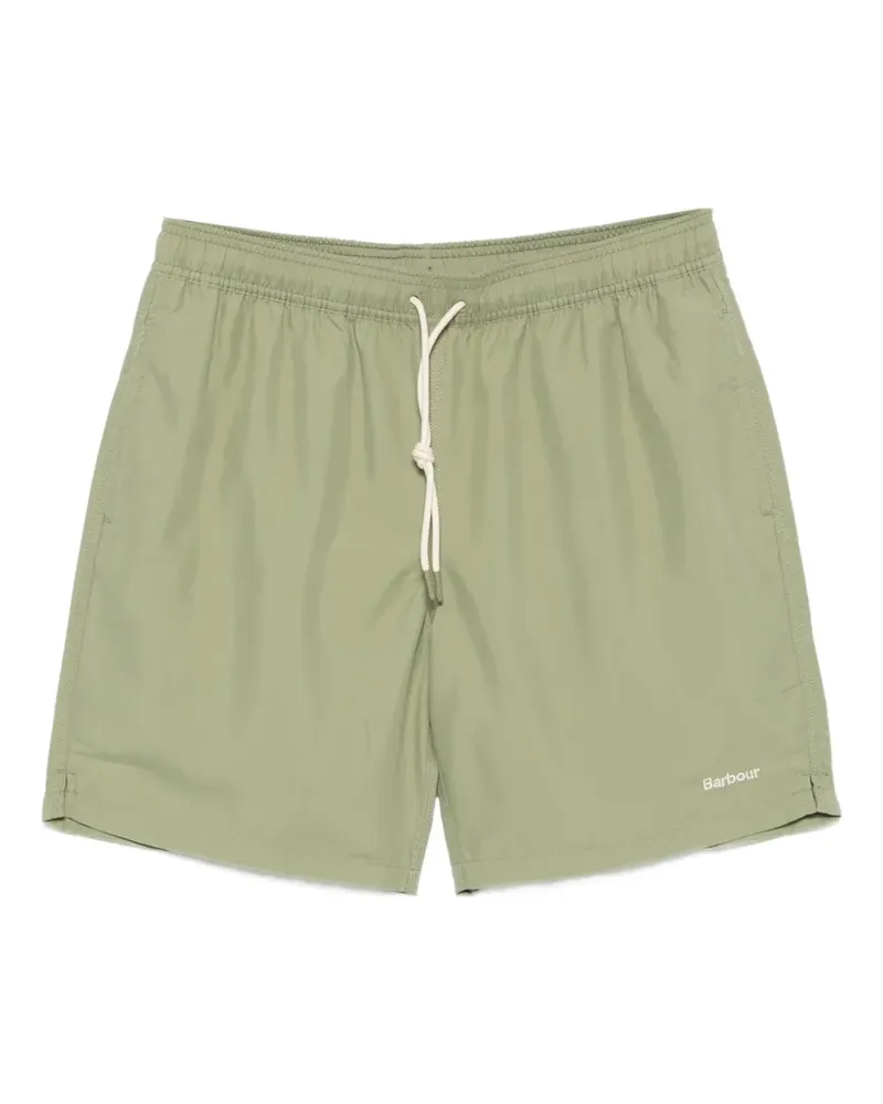 Barbour Staple Badeshorts mit Logo-Stickerei - Grün Grün