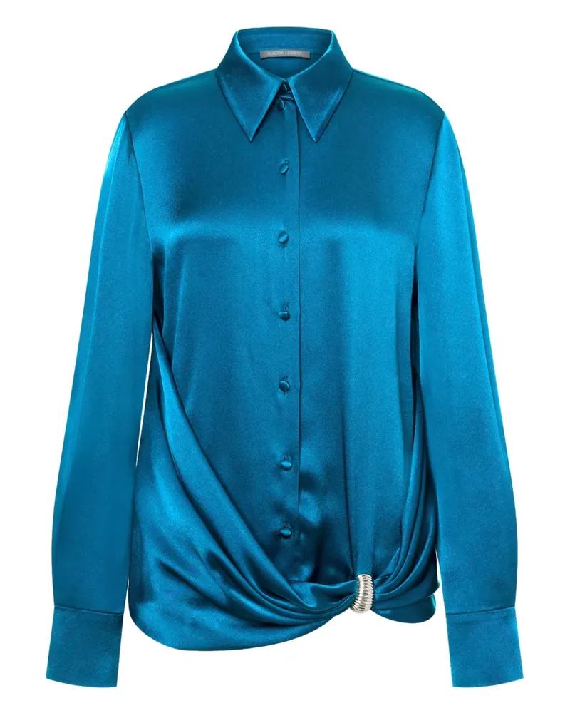 Alberta Ferretti Drapierte Satinbluse - Blau Blau