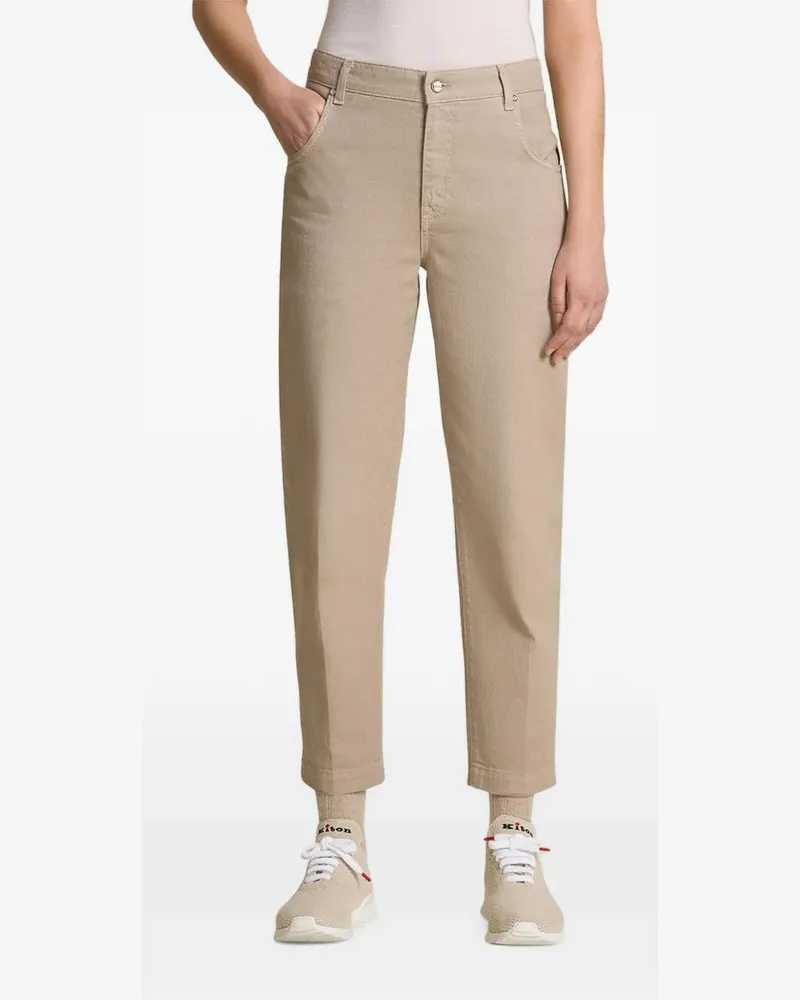 Kiton Jeans im Carrot-Fit mit Kontrastnähten - Nude Nude