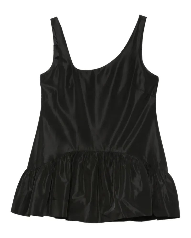Simone Rocha asymmetric-neck ruffled top - Schwarz Schwarz