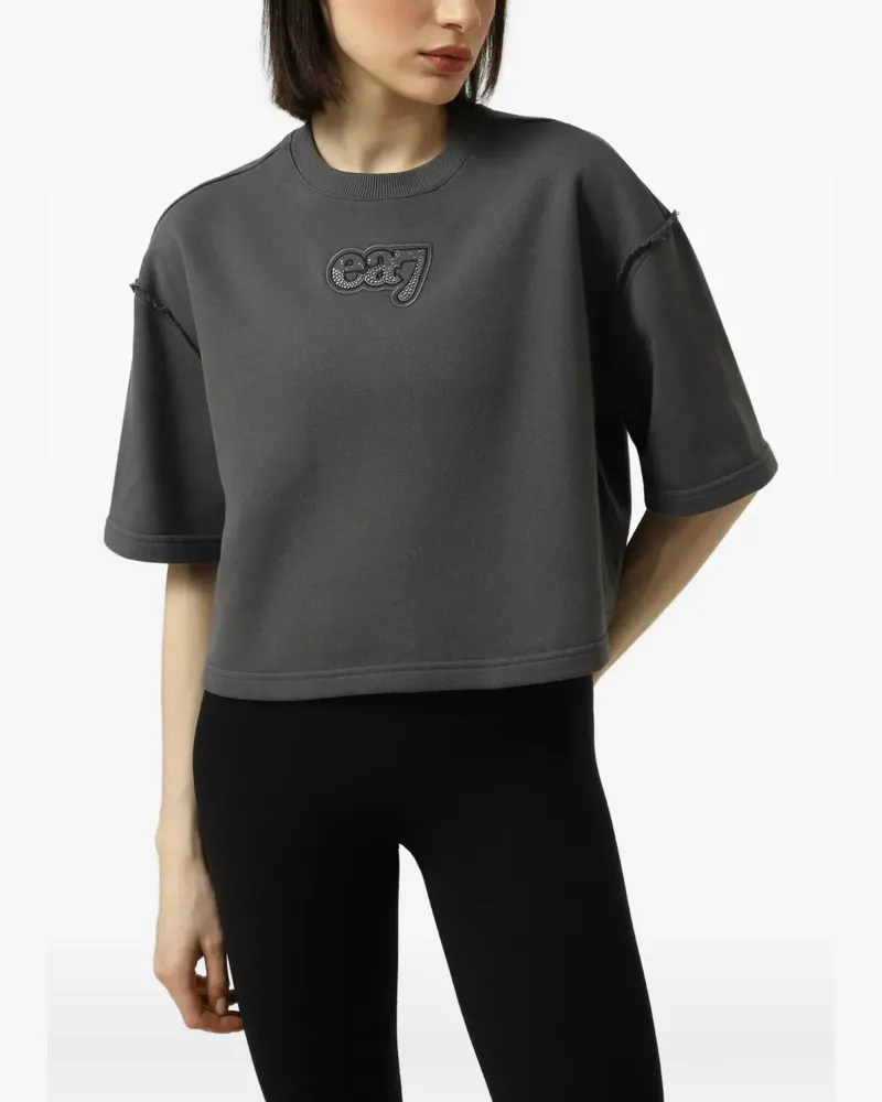 EA7 Ungesäumtes T-Shirt mit Logo-Patch - Grau Grau