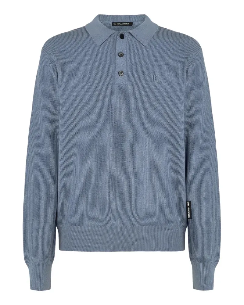 Karl Lagerfeld Poloshirt aus geripptem Strick - Blau Blau