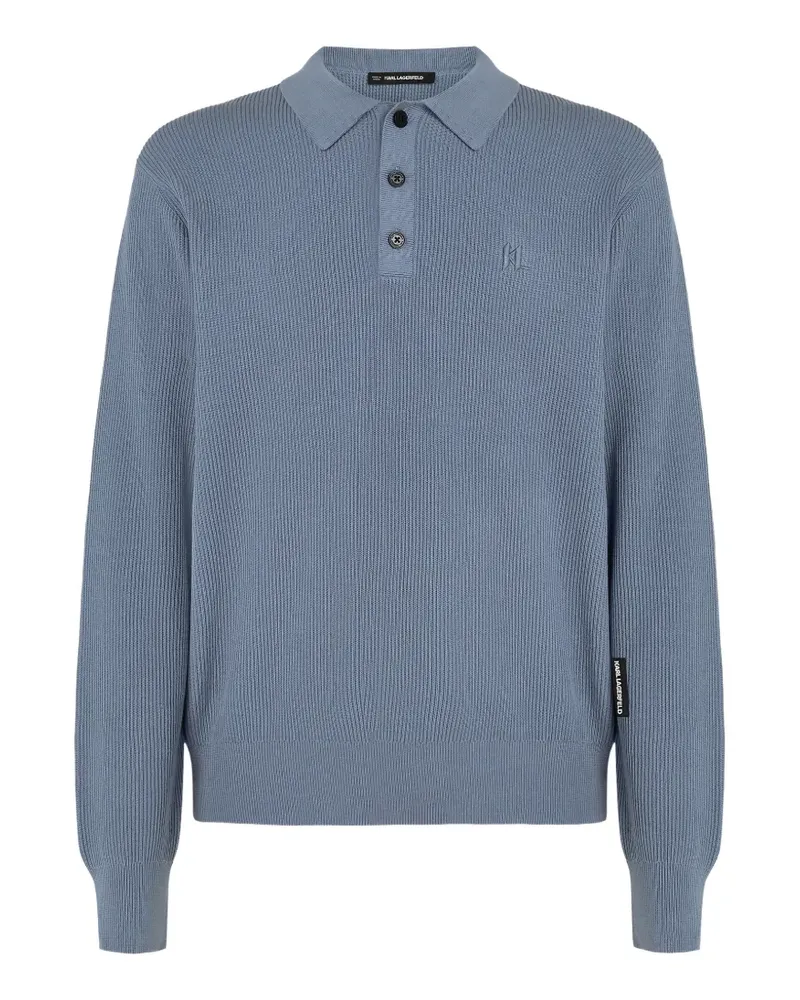 Karl Lagerfeld ribbed-knit polo shirt - Blau Blau