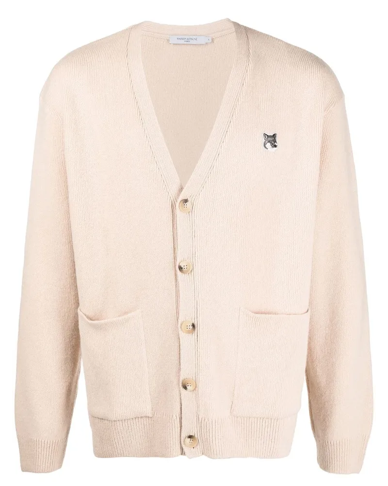 Kitsuné Cardigan mit Fuchs-Patch - Nude Nude