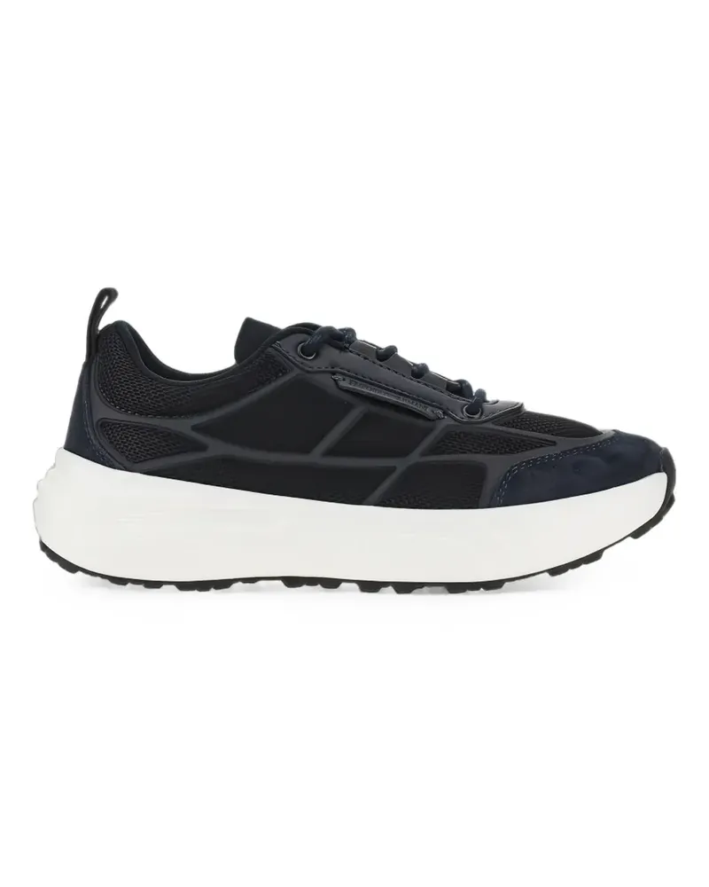 Emporio Armani mesh-panelled suede-trim sneakers - Schwarz Schwarz