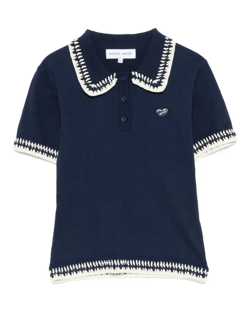 Maison Labiche Caillavet crocheted-collar polo shirt - Blau Blau