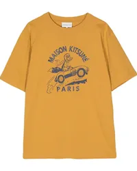 Kitsuné T-Shirt mit Logo-Print Gelb