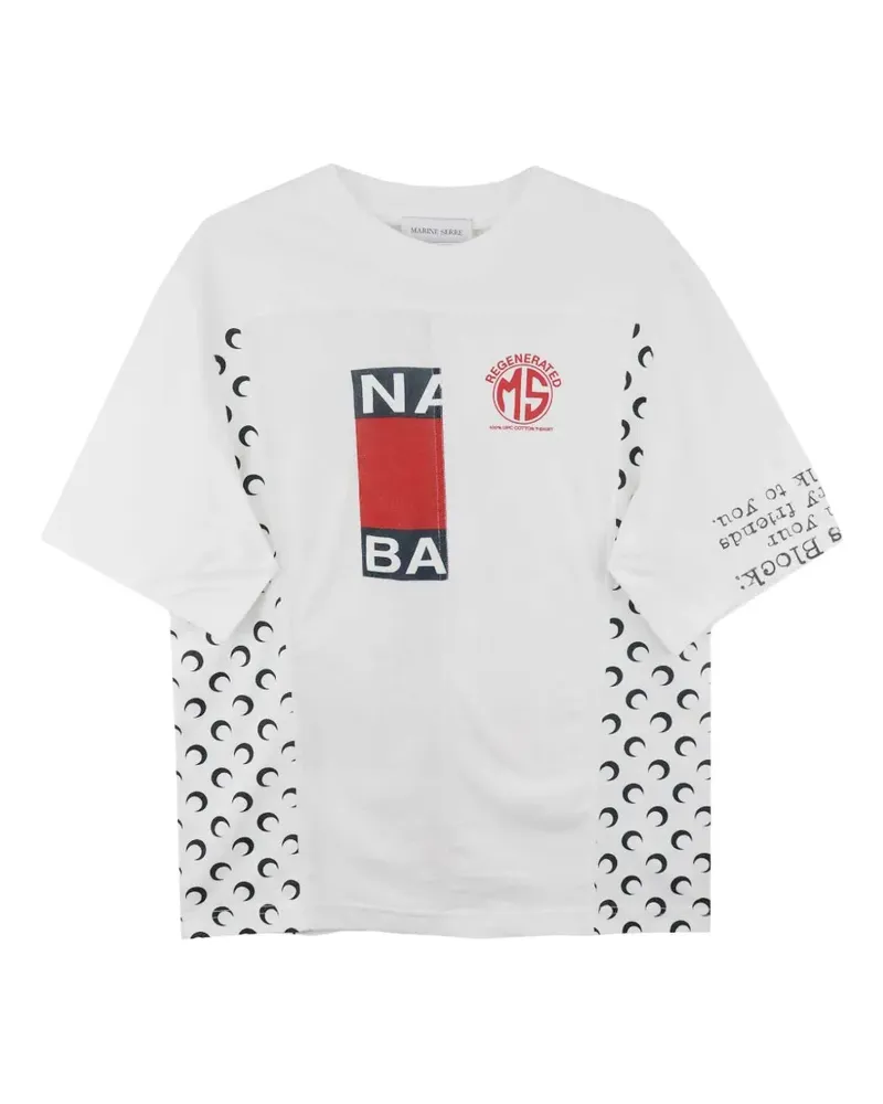 Marine Serre Upcycled panelled T-shirt - Weiß Weiß