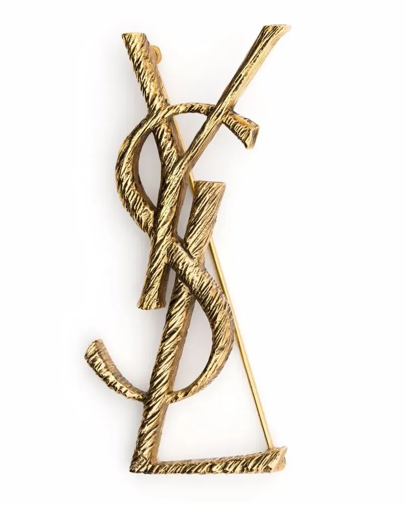 Saint Laurent Brosche mit Logo - Gold Gold