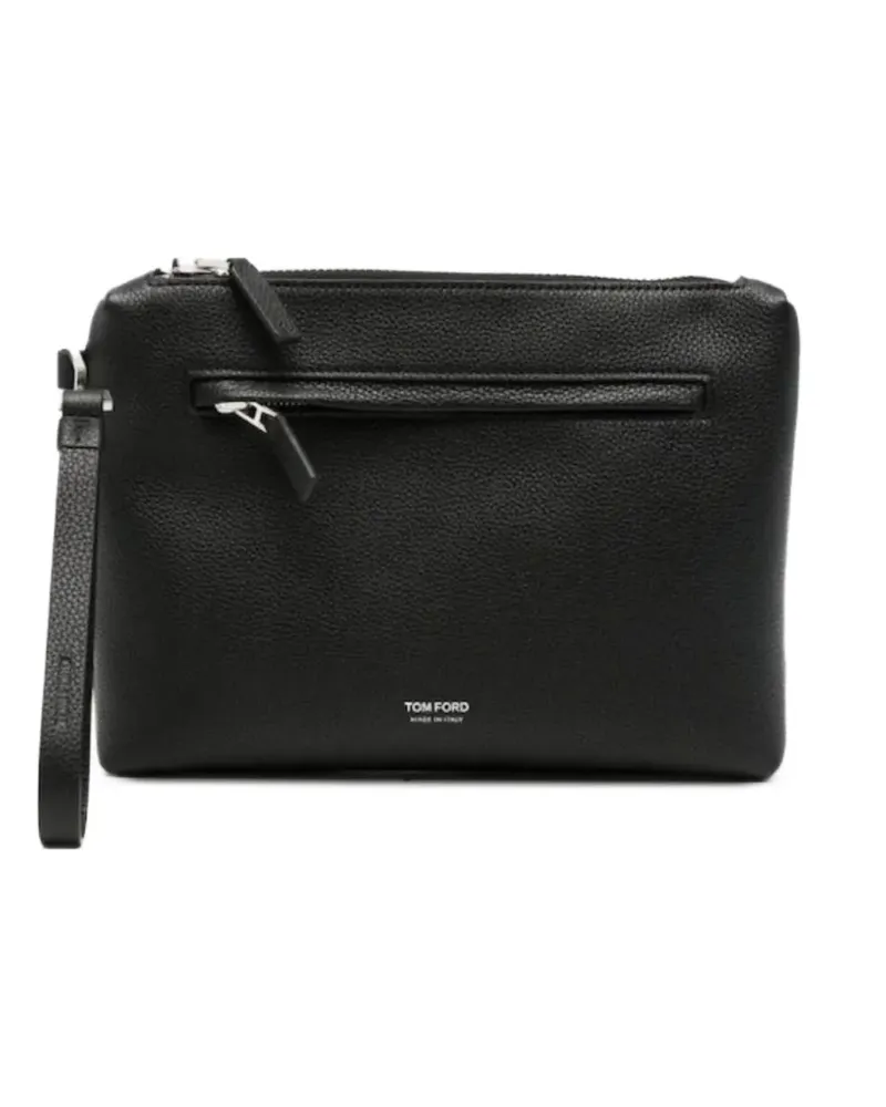 Tom Ford Clutch aus gekörntem Leder - Schwarz Schwarz