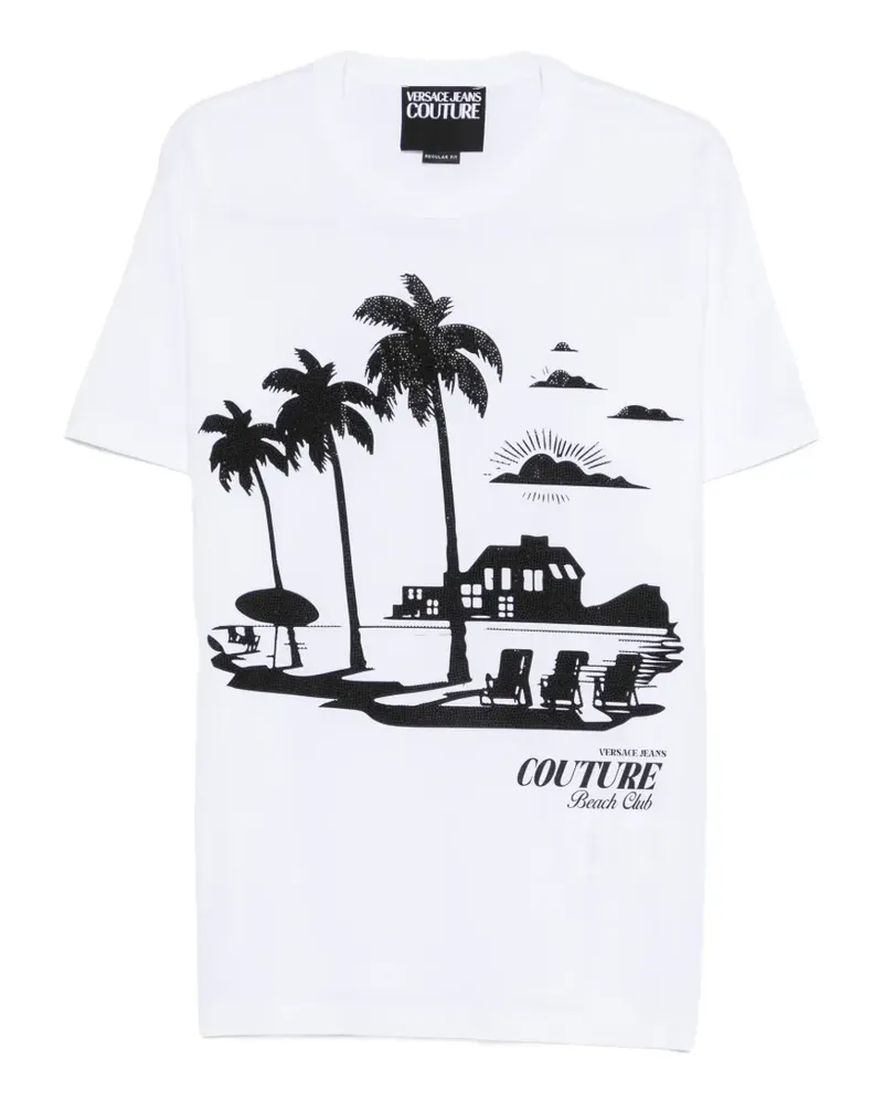 Versace Jeans palm-graphic T-shirt - Weiß Weiß