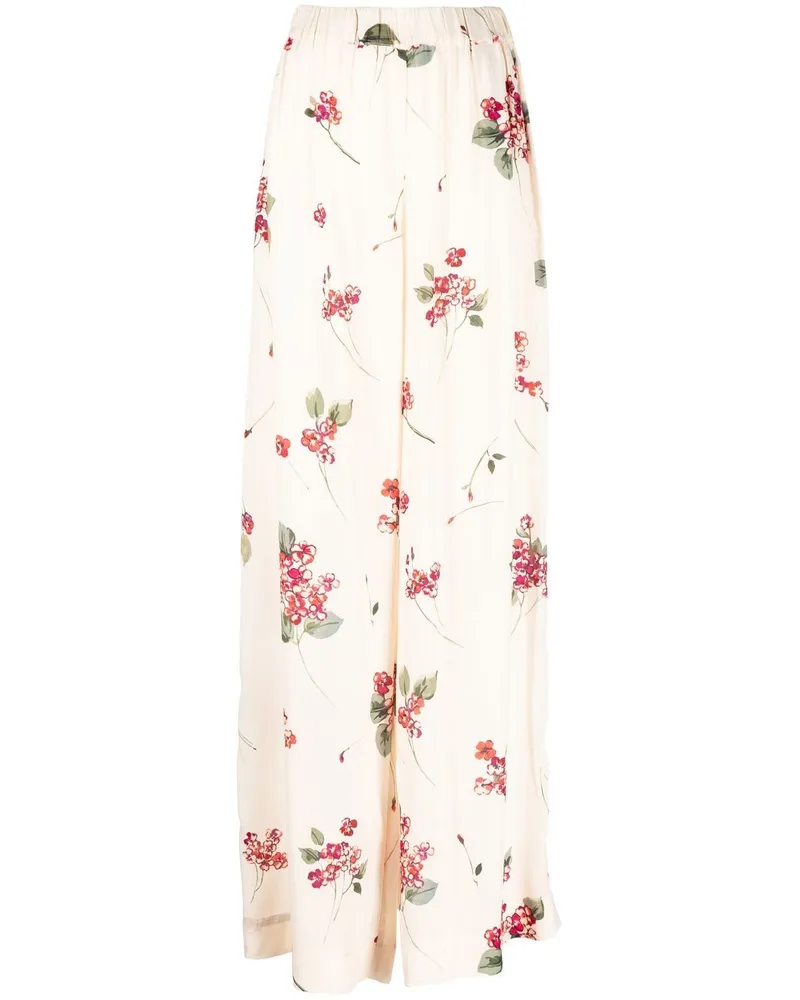 Twin-Set Palazzohose mit Blumen-Print Nude