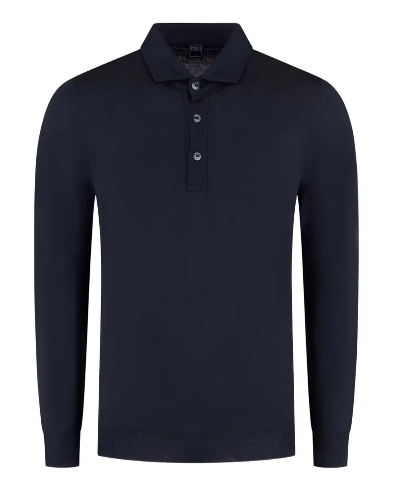 Fedeli Langärmeliges Poloshirt - Blau Blau