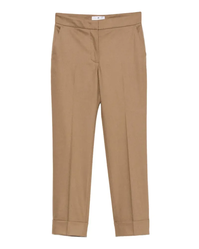 PT TORINO pressed-crease turn-up trousers - Nude Nude