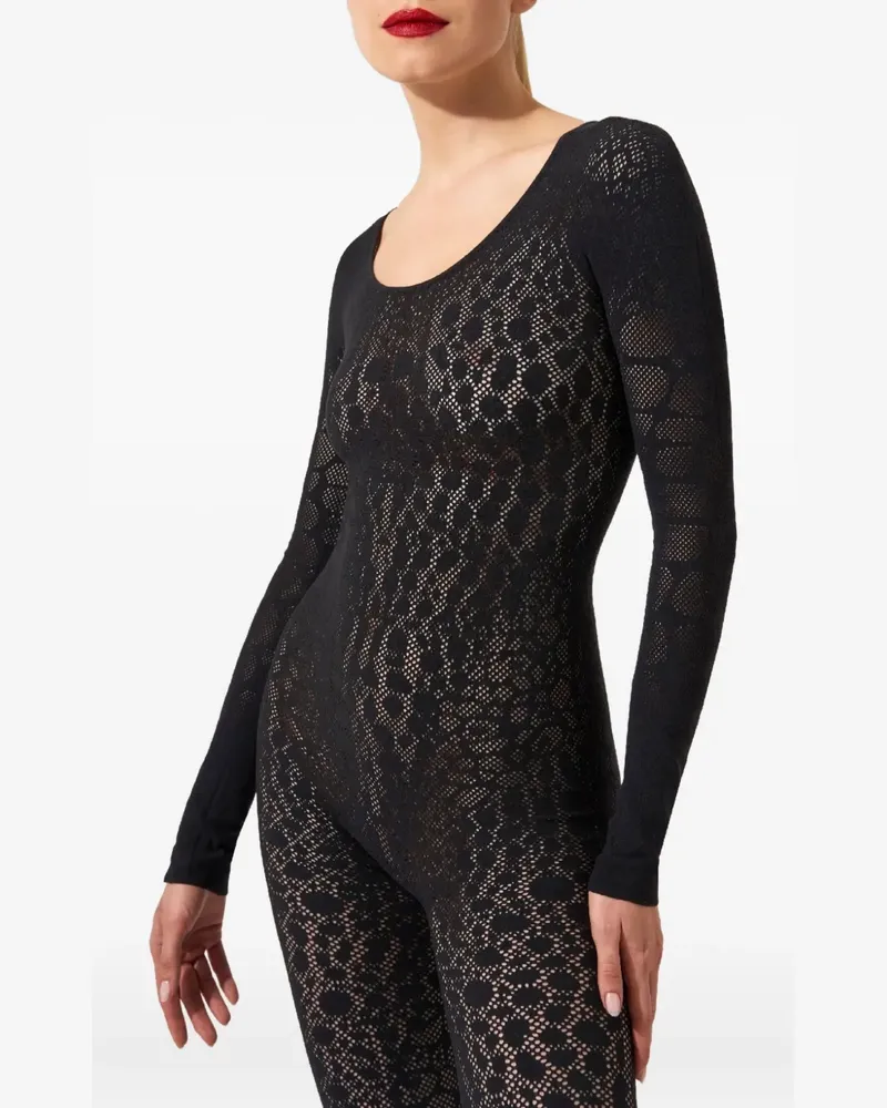 Wolford Langärmeliger Jumpsuit mit Pythonmuster - Schwarz Schwarz