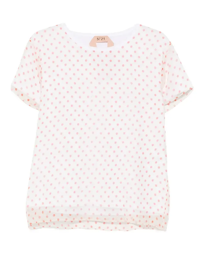 N° 21 polka-dot sheer T-shirt - Nude Nude