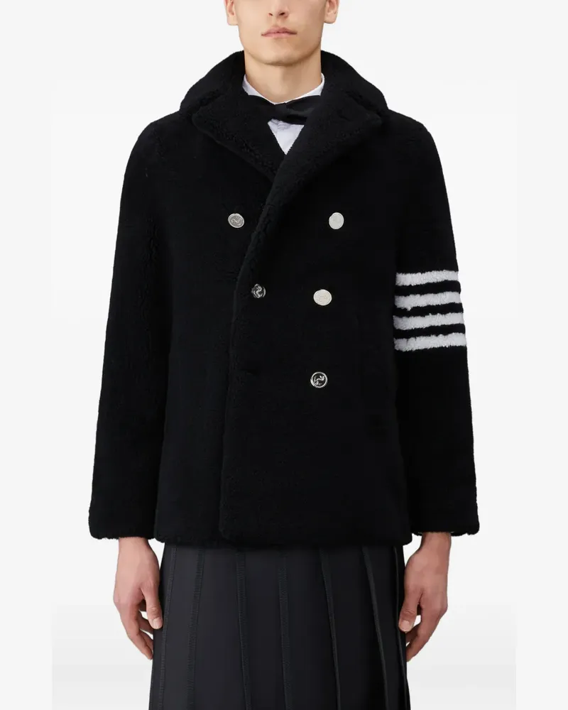 Thom Browne Unkonstruierte Cabanjacke mit Shearling-Logo - Schwarz Schwarz