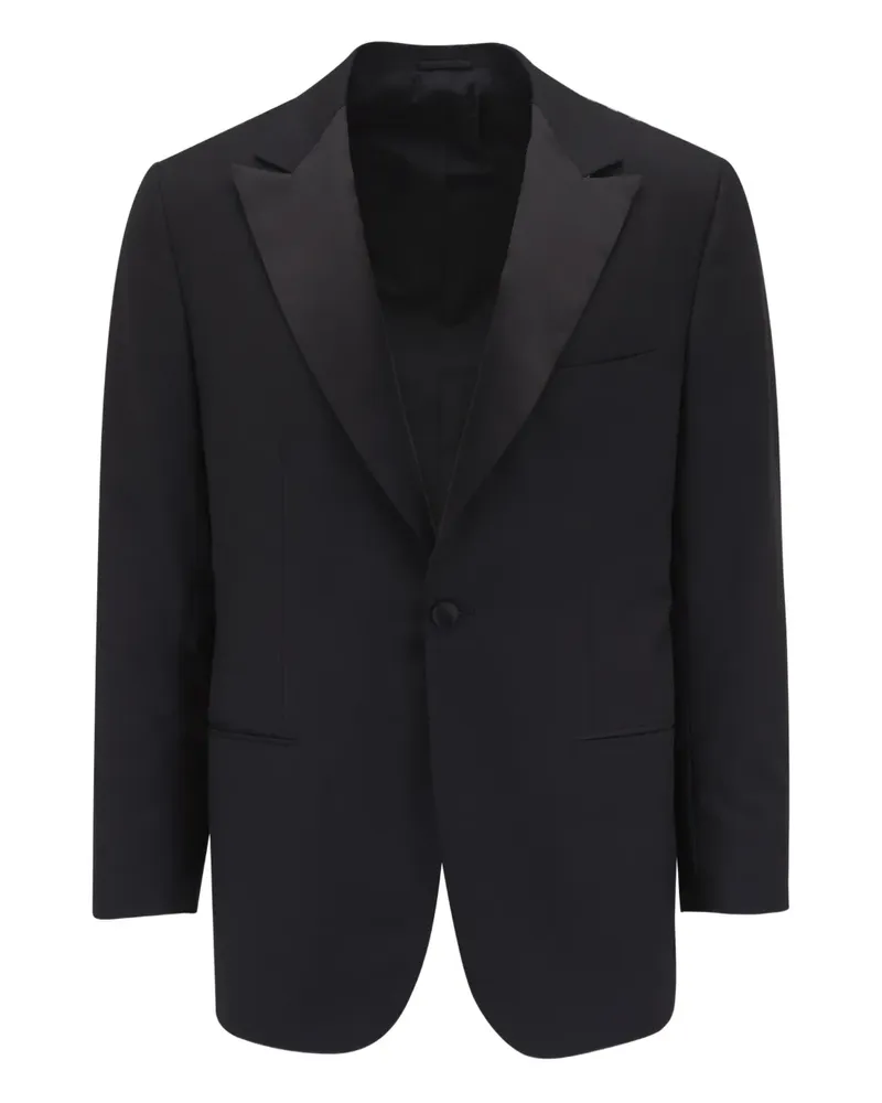 Kiton Sakko mit Satinbesatz - Schwarz Schwarz