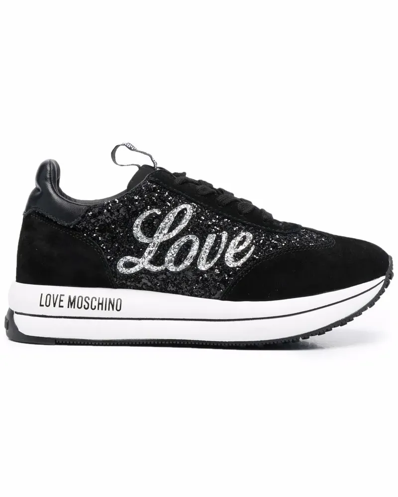 Moschino Sneakers mit Glitter - Schwarz Schwarz