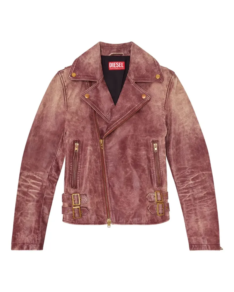 Diesel L-EON-CJCM crackled-leather jacket - Rosa Rosa