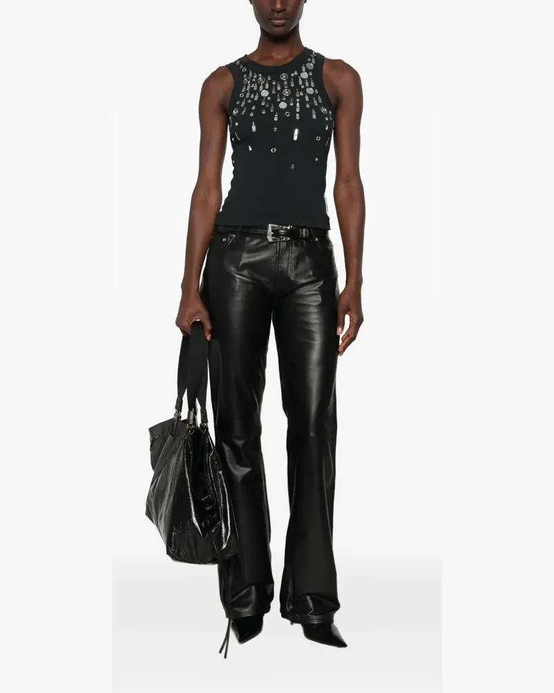 Des Phemmes embellished ribbed tank top - Schwarz Schwarz